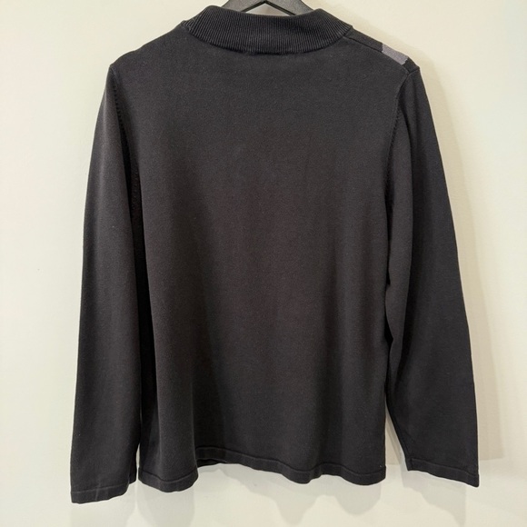 Black and Red Colorblock Sweater with Geometric Design and Mockneck - Picture 6 of 14